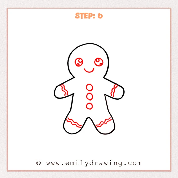 how to draw a gingerbread man - Step 6